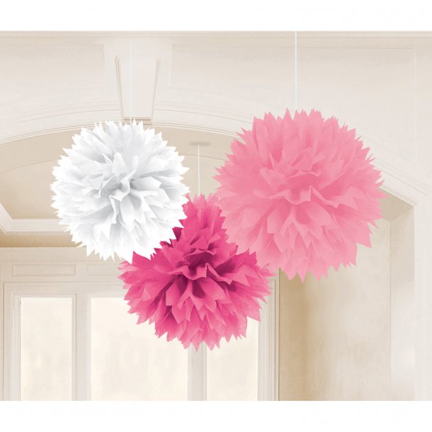 Pom Pom Papirkugler - Pink, lyserød og hvid Papirmøller, pom pom & papirkugler - Easy2party ApS